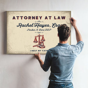 Personalized Attorney at Law Sign, I Rest My Case, Cream & Navy, image 9