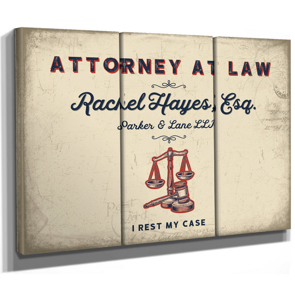 Personalized Attorney at Law Sign, I Rest My Case, Cream & Navy, image 14