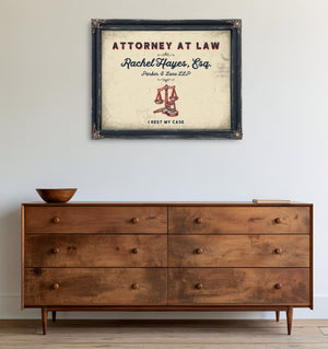 Personalized Attorney at Law Sign, I Rest My Case, Cream & Navy, image 19