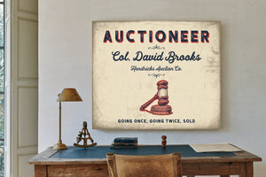 Personalized Auctioneer Sign, Going Once, Going Twice, Sold, Cream & Navy, image 2