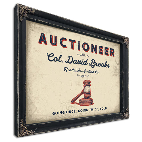 Personalized Auctioneer Sign, Going Once, Going Twice, Sold, Cream & Navy, image 1
