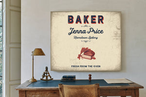 Personalized Baker Sign, Fresh From the Oven, Cream & Navy, image 2