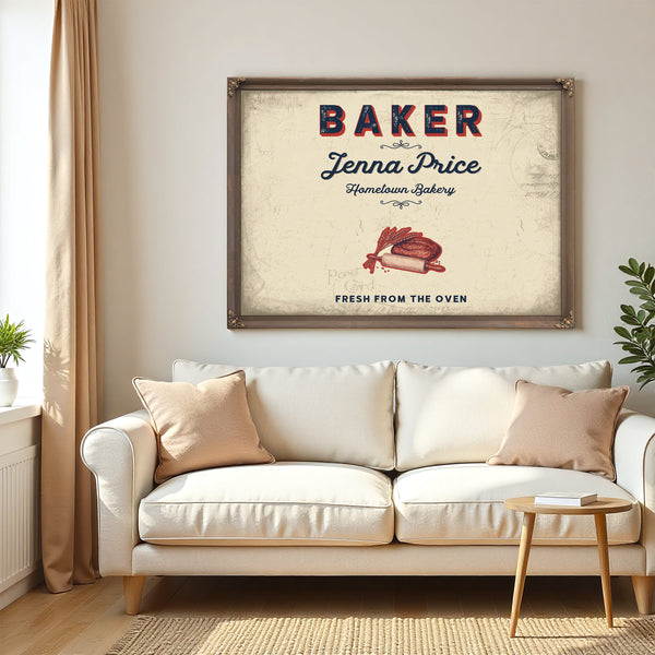 Personalized Baker Sign, Fresh From the Oven, Cream & Navy, image 5