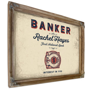 Personalized Banker Sign, Interest in You, Cream & Navy, image 6
