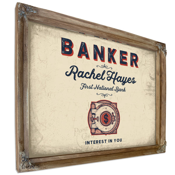 Personalized Banker Sign, Interest in You, Cream & Navy, image 6