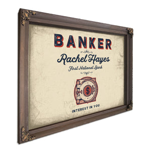 Personalized Banker Sign, Interest in You, Cream & Navy, image 7