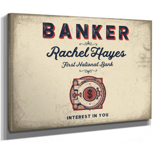 Personalized Banker Sign, Interest in You, Cream & Navy, image 8