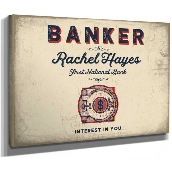 Personalized Banker Sign, Interest in You, Cream & Navy, image 8