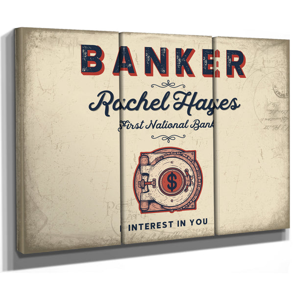 Personalized Banker Sign, Interest in You, Cream & Navy, image 14