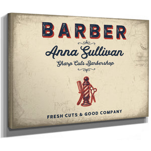 Personalized Barber Sign, Fresh Cuts & Good Company, Cream & Navy, image 8