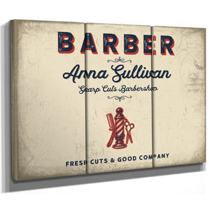 Personalized Barber Sign, Fresh Cuts & Good Company, Cream & Navy, image 14