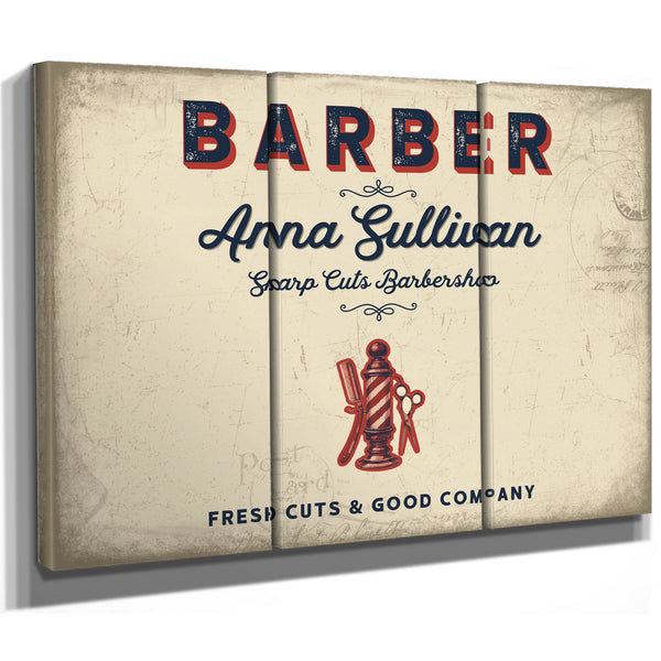 Personalized Barber Sign, Fresh Cuts & Good Company, Cream & Navy, image 14