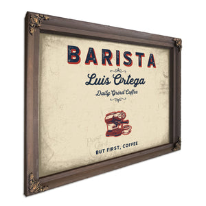 Personalized Barista Sign, But First, Coffee, Cream & Navy, image 7