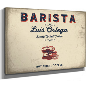 Personalized Barista Sign, But First, Coffee, Cream & Navy, image 8