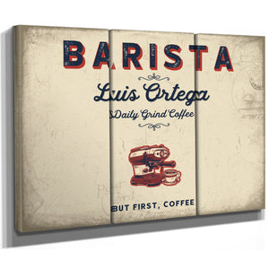 Personalized Barista Sign, But First, Coffee, Cream & Navy, image 14