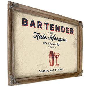 Personalized Bartender Sign, Shaken, Not Stirred, Cream & Navy, image 6