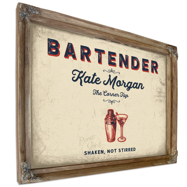 Personalized Bartender Sign, Shaken, Not Stirred, Cream & Navy, image 6