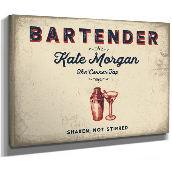Personalized Bartender Sign, Shaken, Not Stirred, Cream & Navy, image 8