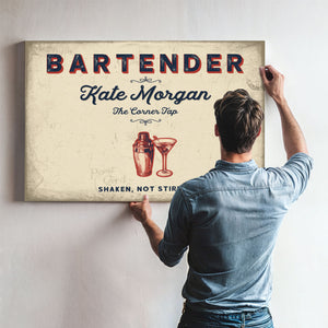 Personalized Bartender Sign, Shaken, Not Stirred, Cream & Navy, image 9