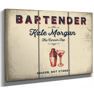 Personalized Bartender Sign, Shaken, Not Stirred, Cream & Navy, image 14
