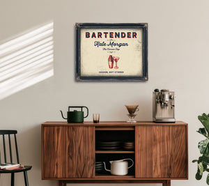Personalized Bartender Sign, Shaken, Not Stirred, Cream & Navy, image 15