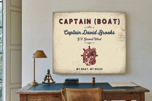 Personalized Boat Captain Sign, My Boat, My Rules, Cream & Navy, image 2