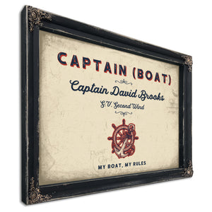 Personalized Boat Captain Sign, My Boat, My Rules, Cream & Navy, image 1