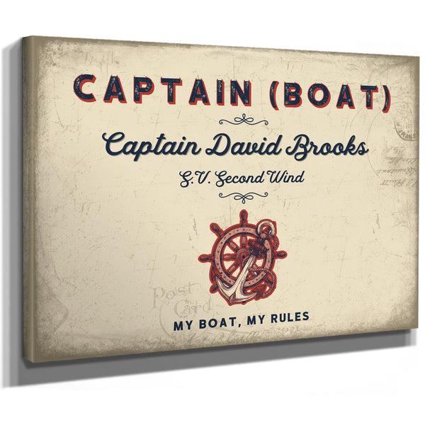 Personalized Boat Captain Sign, My Boat, My Rules, Cream & Navy, image 8