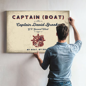 Personalized Boat Captain Sign, My Boat, My Rules, Cream & Navy, image 9