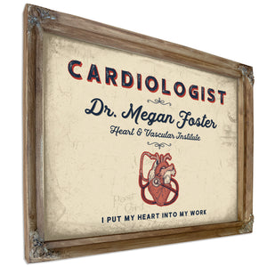 Personalized Cardiologist Sign, I Put My Heart Into My Work, Cream & Navy, image 6