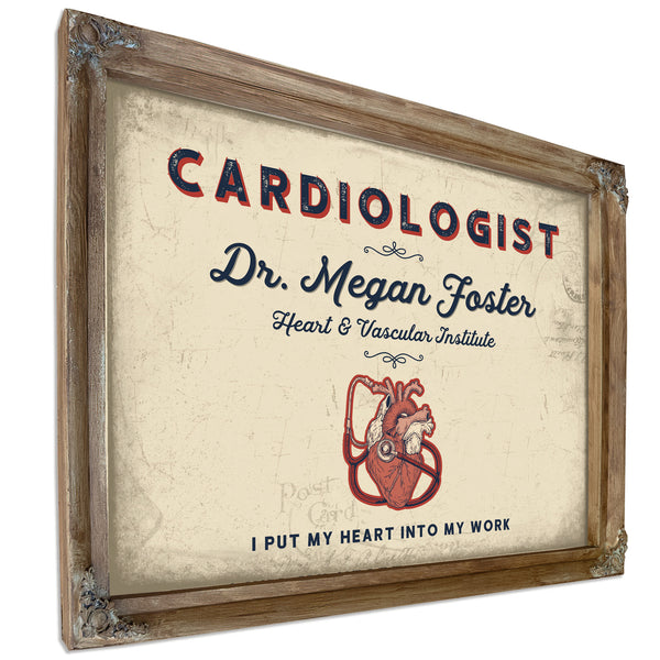 Personalized Cardiologist Sign, I Put My Heart Into My Work, Cream & Navy, image 6