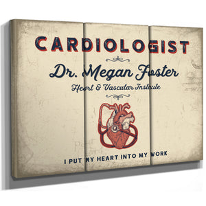 Personalized Cardiologist Sign, I Put My Heart Into My Work, Cream & Navy, image 14