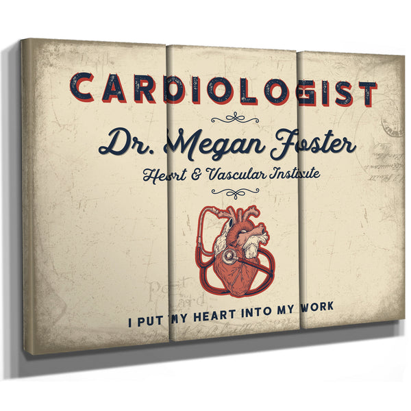 Personalized Cardiologist Sign, I Put My Heart Into My Work, Cream & Navy, image 14