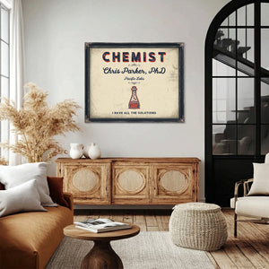 Personalized Chemist Sign, I Have All the Solutions, Cream & Navy, image 4