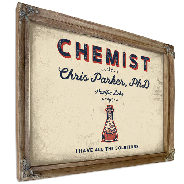 Personalized Chemist Sign, I Have All the Solutions, Cream & Navy, image 6