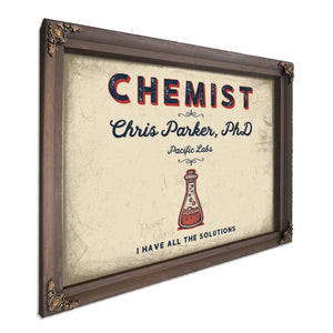 Personalized Chemist Sign, I Have All the Solutions, Cream & Navy, image 7