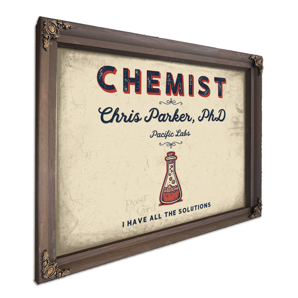 Personalized Chemist Sign, I Have All the Solutions, Cream & Navy, image 7
