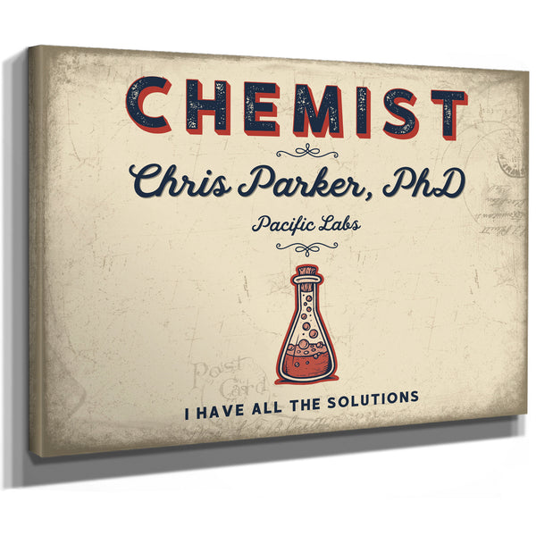 Personalized Chemist Sign, I Have All the Solutions, Cream & Navy, image 8