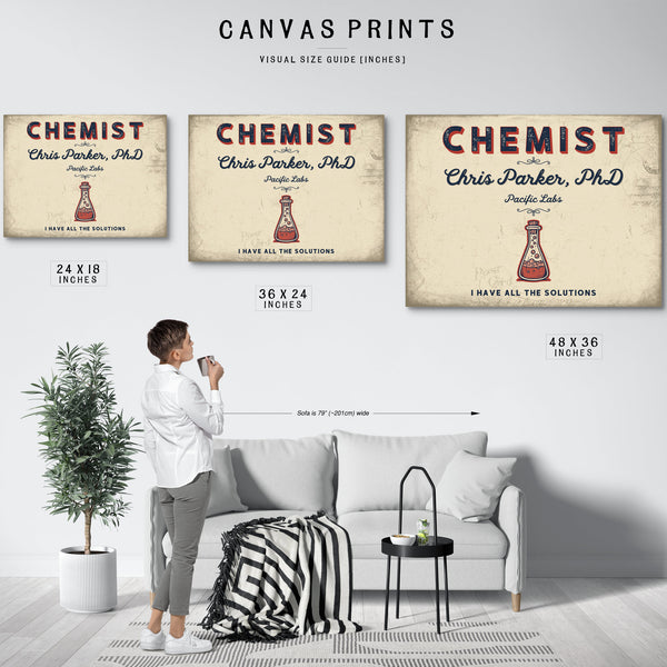 Personalized Chemist Sign, I Have All the Solutions, Cream & Navy, image 10