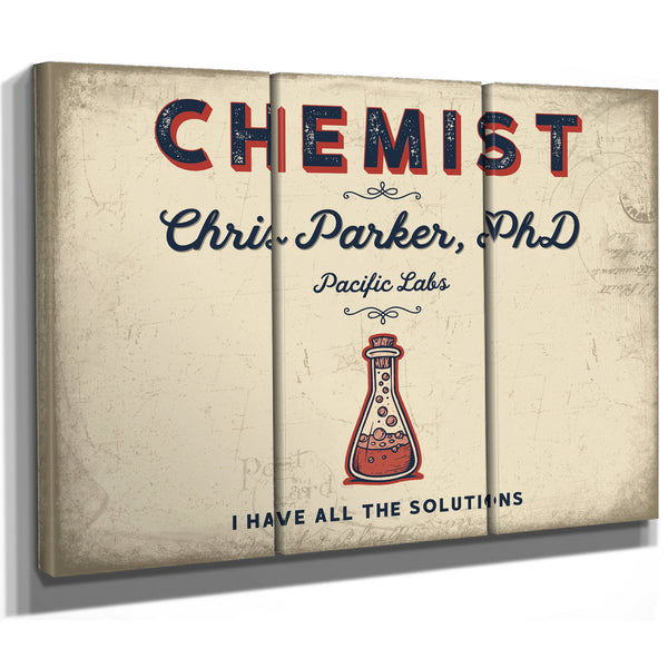 Personalized Chemist Sign, I Have All the Solutions, Cream & Navy, image 14