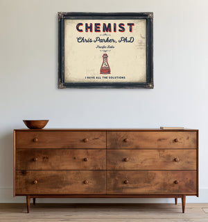 Personalized Chemist Sign, I Have All the Solutions, Cream & Navy, image 19