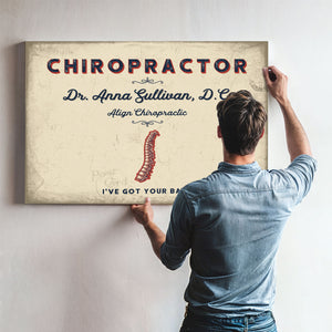 Personalized Chiropractor Sign, I've Got Your Back, Cream & Navy, image 9