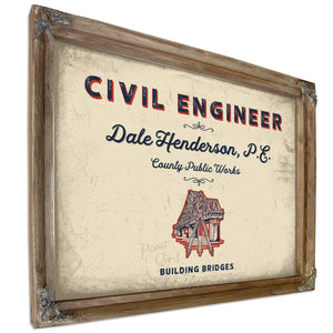 Personalized Civil Engineer Sign, Building Bridges, Cream & Navy, image 6