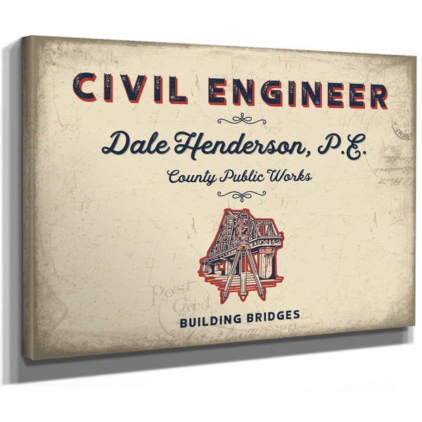 Personalized Civil Engineer Sign, Building Bridges, Cream & Navy, image 8