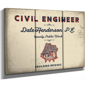 Personalized Civil Engineer Sign, Building Bridges, Cream & Navy, image 14