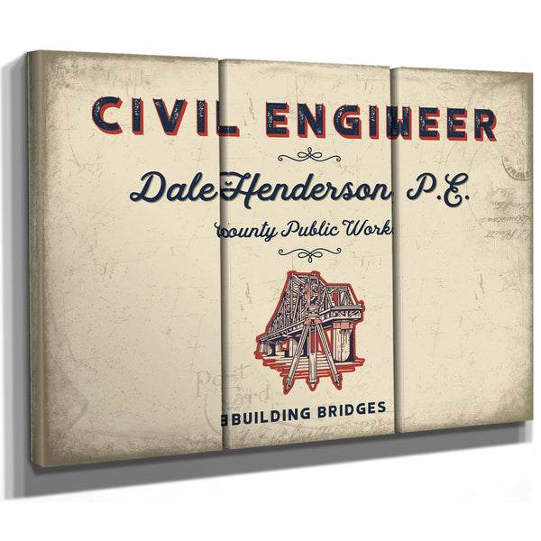 Personalized Civil Engineer Sign, Building Bridges, Cream & Navy, image 14