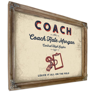 Personalized Coach Sign, Leave It All on the Field, Cream & Navy, image 6