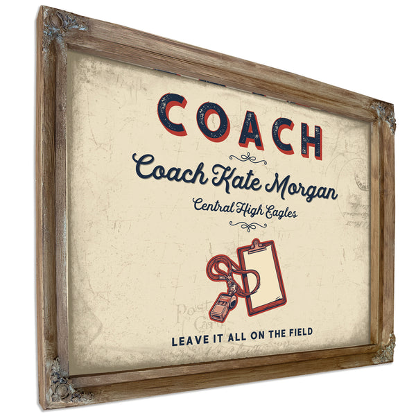 Personalized Coach Sign, Leave It All on the Field, Cream & Navy, image 6