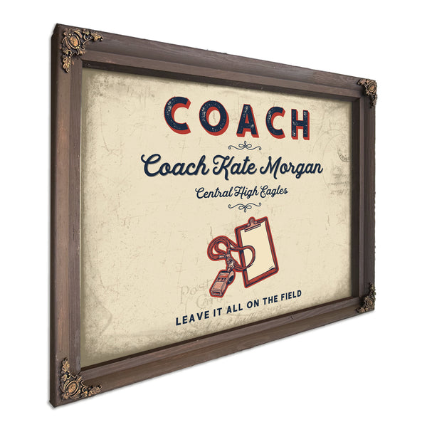 Personalized Coach Sign, Leave It All on the Field, Cream & Navy, image 7
