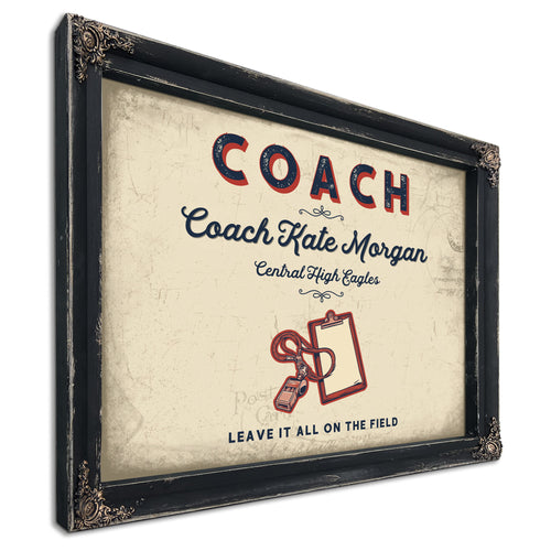 Personalized Coach Sign, Leave It All on the Field, Cream & Navy, image 1